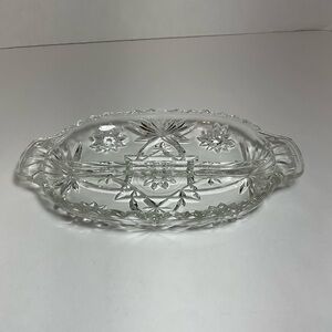 Vintage Divided Serving Glass Relish / Candy Dish Star Of David  Trinkets Heavy
